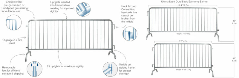 kroma light duty barrier specs