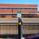 Electric Vehicle Bollard Charging Station in Use 2